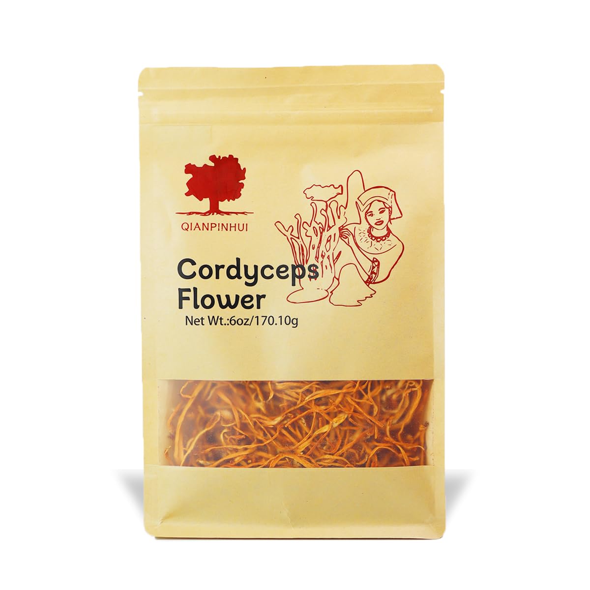 QIANPINHUI Cordyceps Flower Whole Dried Cordyceps Mushroom 6 oz 1 Tablet