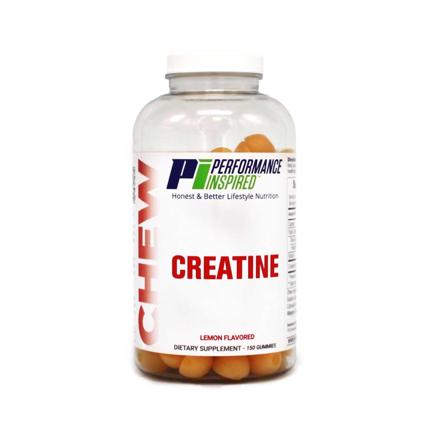 Performance Inspired Creatine Gummies 5g Creatine Monohydrate Muscle Recovery & Strength Support Lemon Flavor, 150 Count