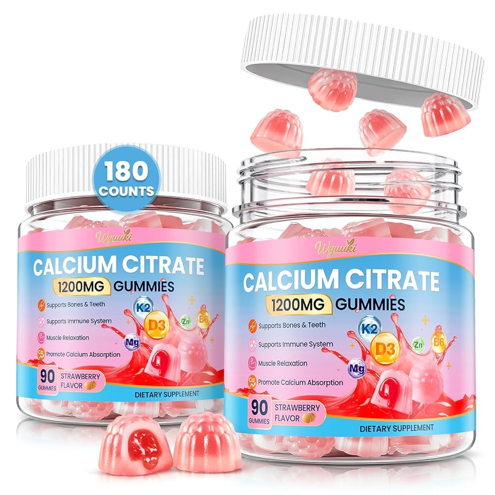 WyuuKi Calcium Citrate Magnesium Zinc Multivitamin Gummies, 180 Count