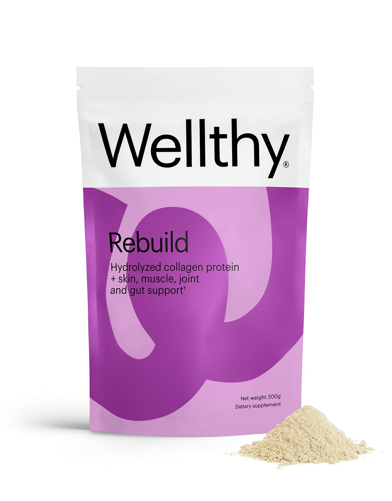 Wellthy Collagen Peptides Protein Powder, 10.58 oz, Unflavored