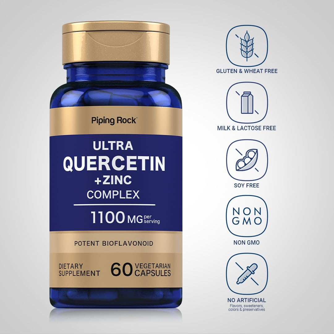 Piping Rock Quercetin Zinc Complex 1100 mg Capsules, 60 Capsules