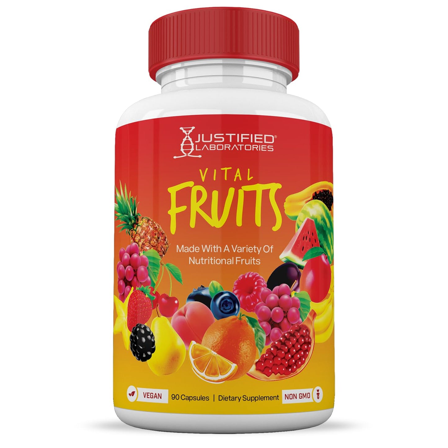 Justified Laboratories Vital Fruits and Veggies Whole Food Red & Green Superfoods Capsules, 90 Count