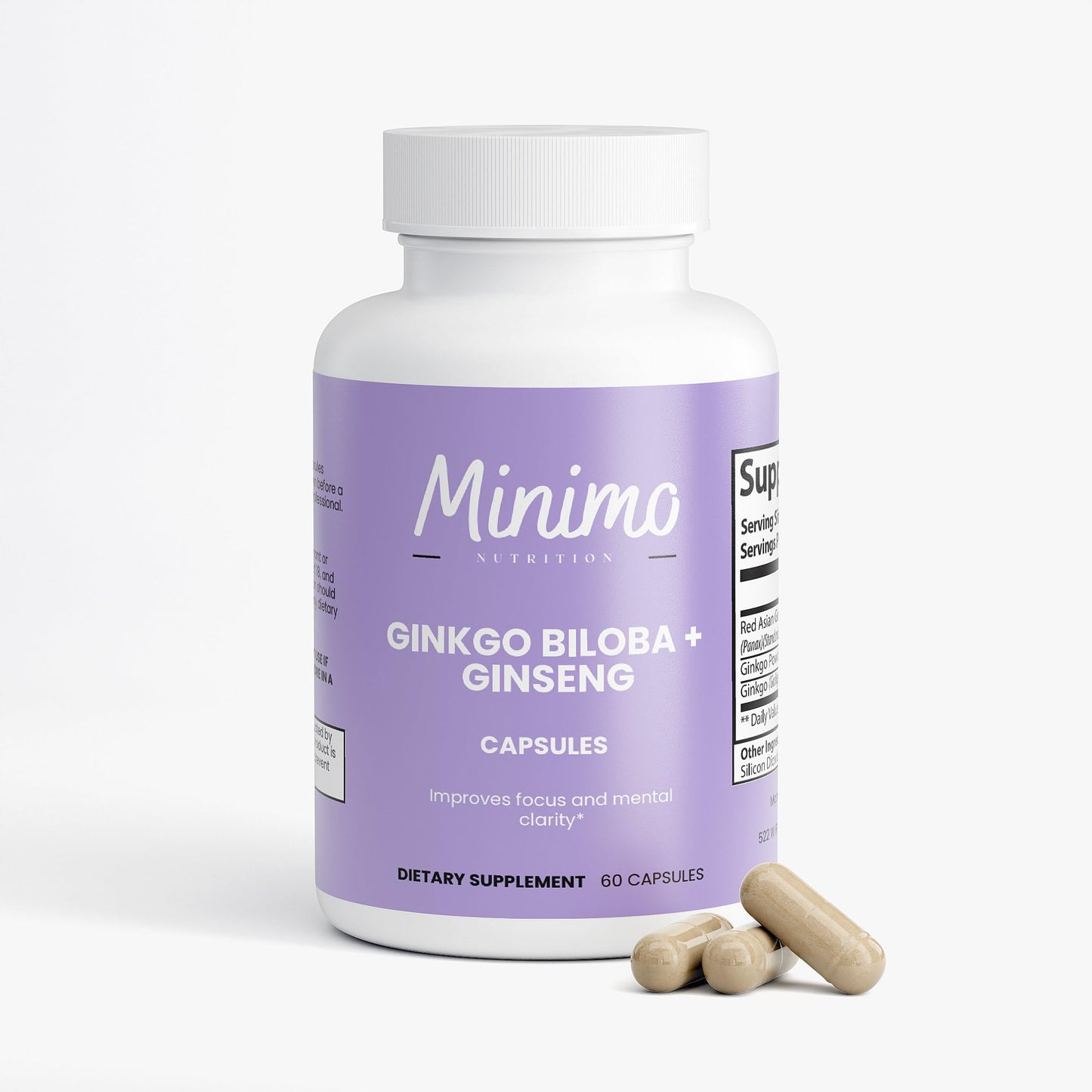 Minimo Nutrition Ginkgo Biloba + Ginseng Capsules, 60