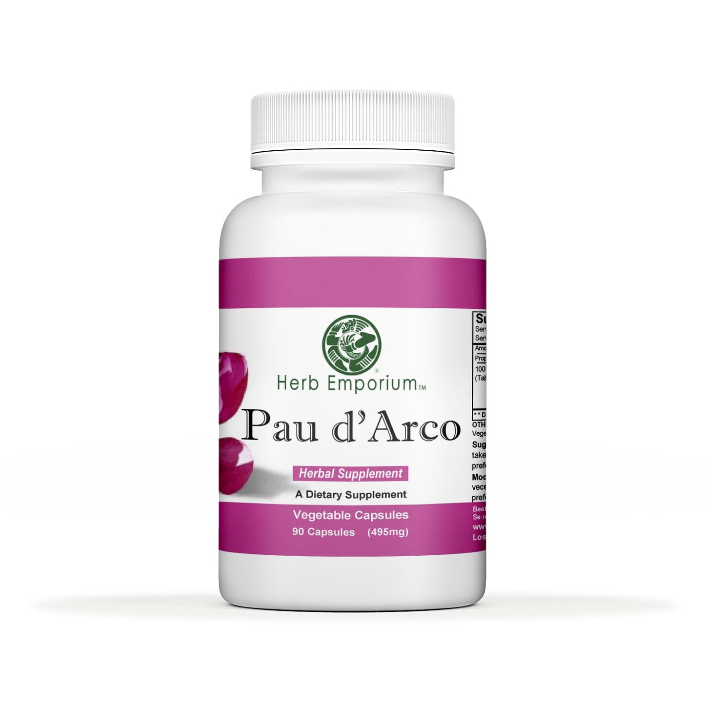 Herbs of Mexico Pau D'Arco Inner Bark (Tabebuia impetiginosa) 495mg Capsules, 90 Count