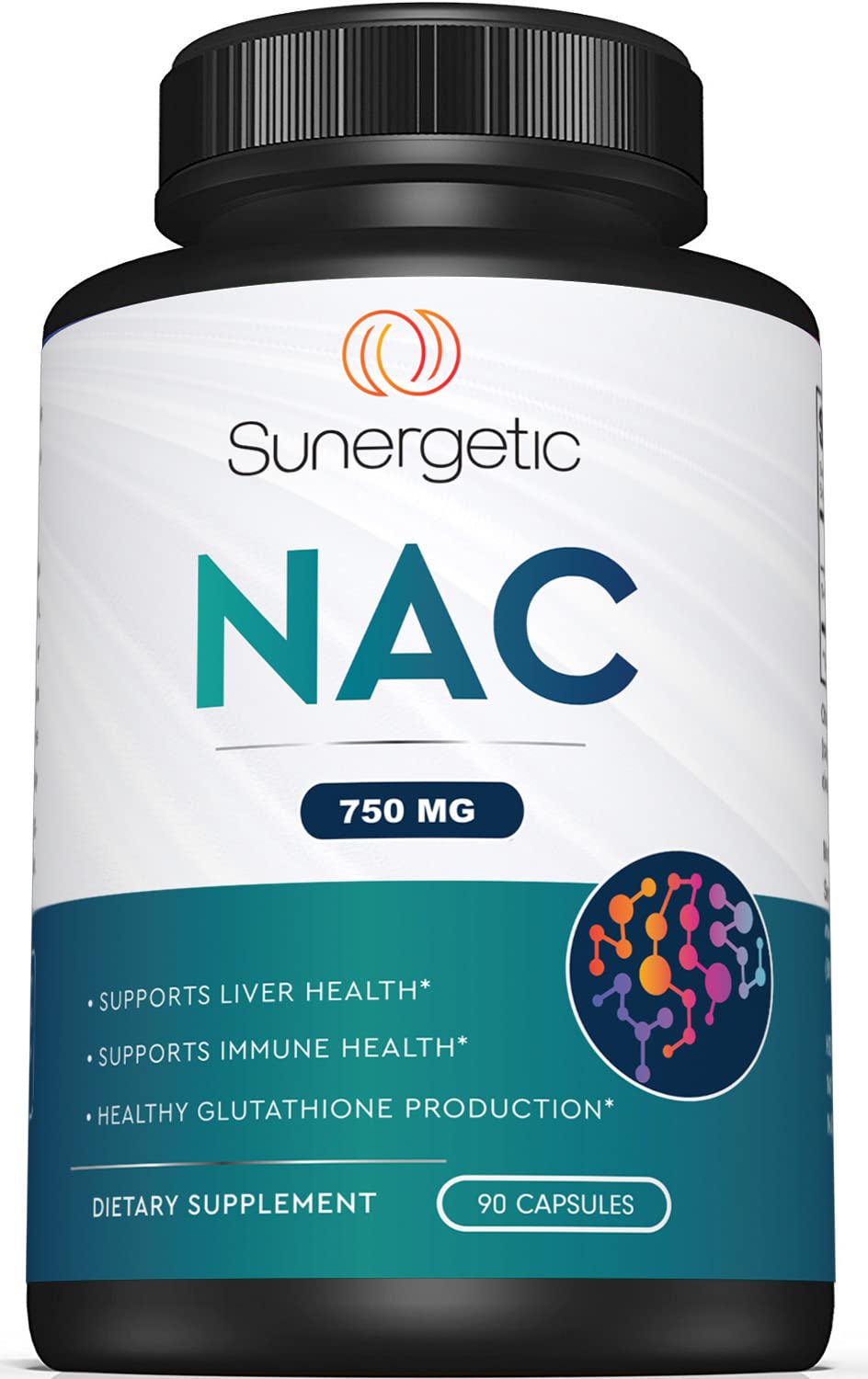 Sunergetic NAC Supplement N-Acetyl Cysteine 750mg Capsule, 90 Capsules