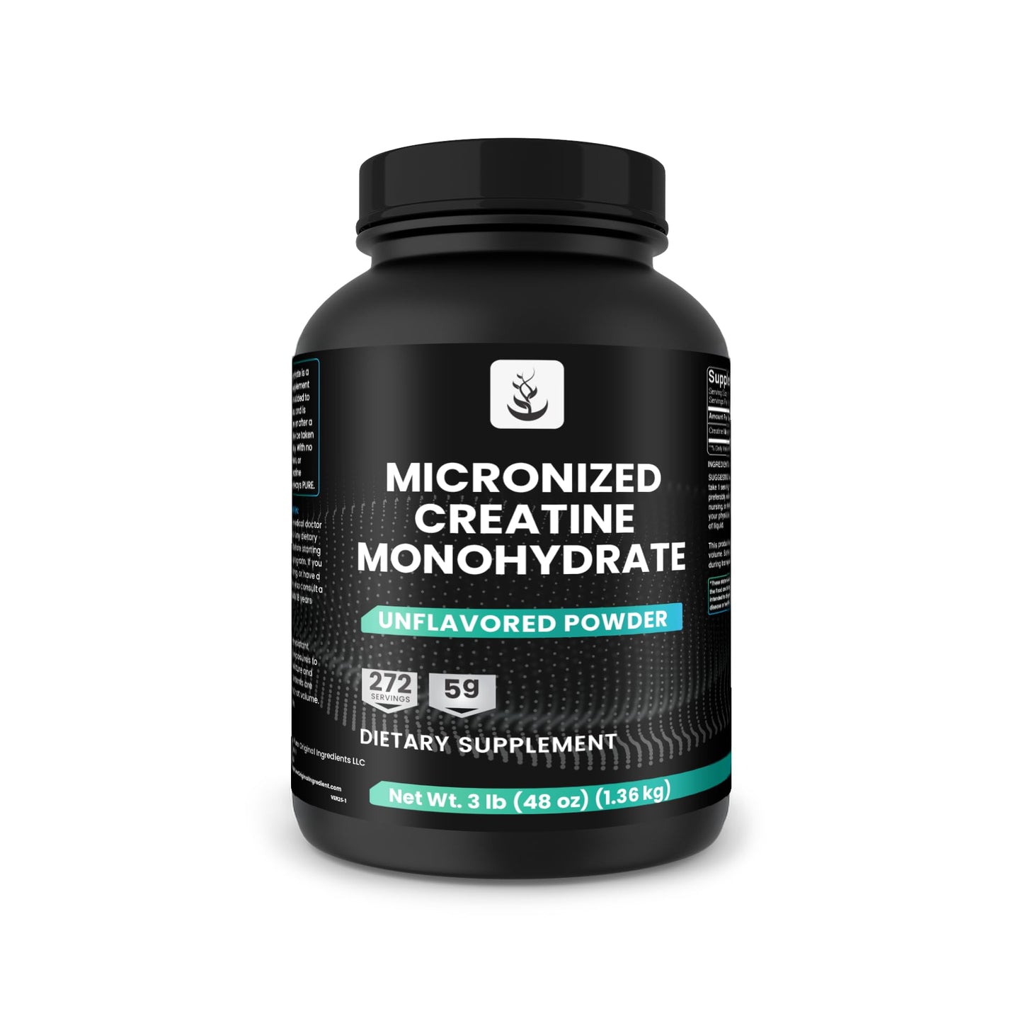 Pure Original Ingredients Micronized Creatine Monohydrate Powder, 48 Servings