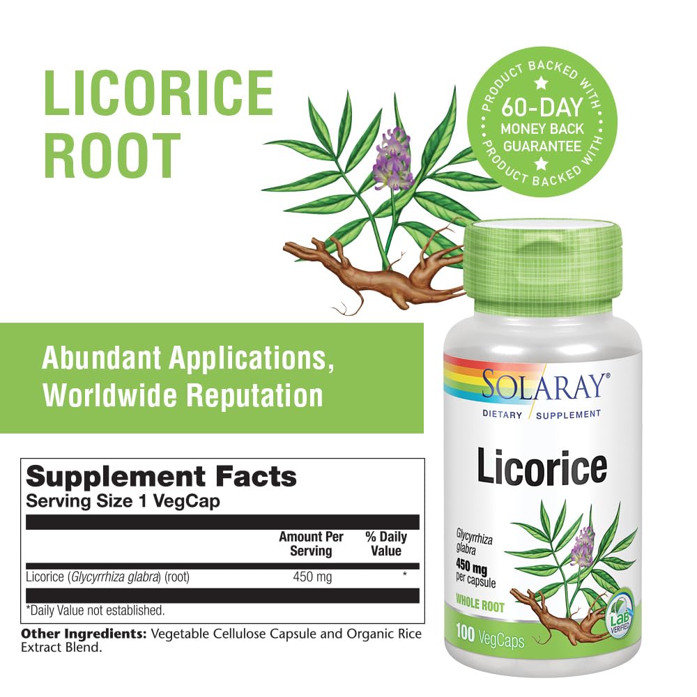 SOLARAY Licorice Root 450mg Capsule, 100 VegCaps