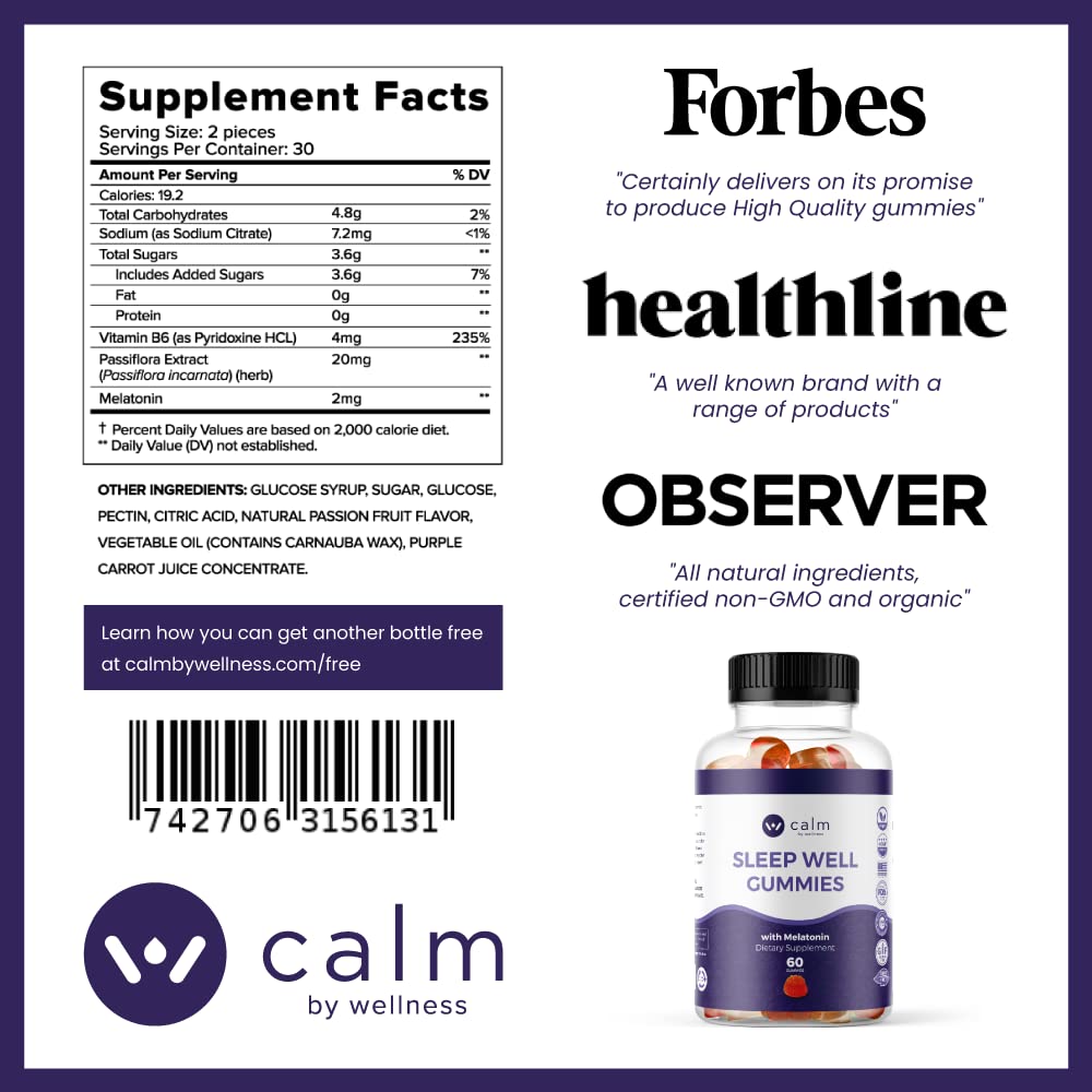 Calm by Wellness Sleep Well Gummies Gummy 30 Count