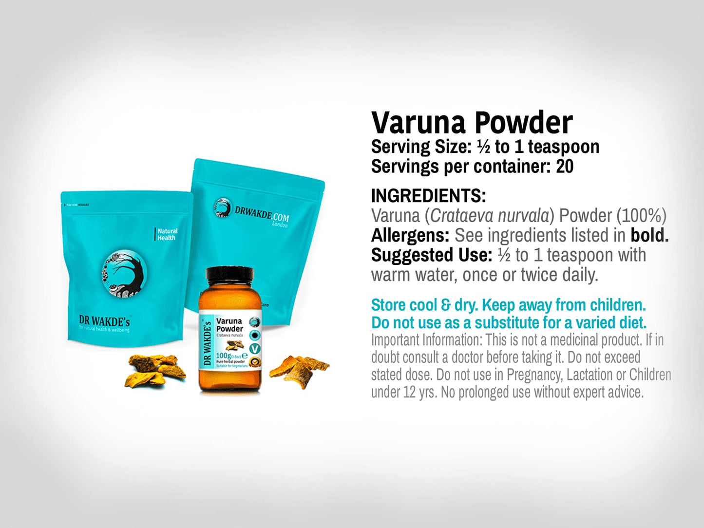 DR WAKDE'S Varuna Powder (Crataeva nurvula) Powder, 17.64 Ounce