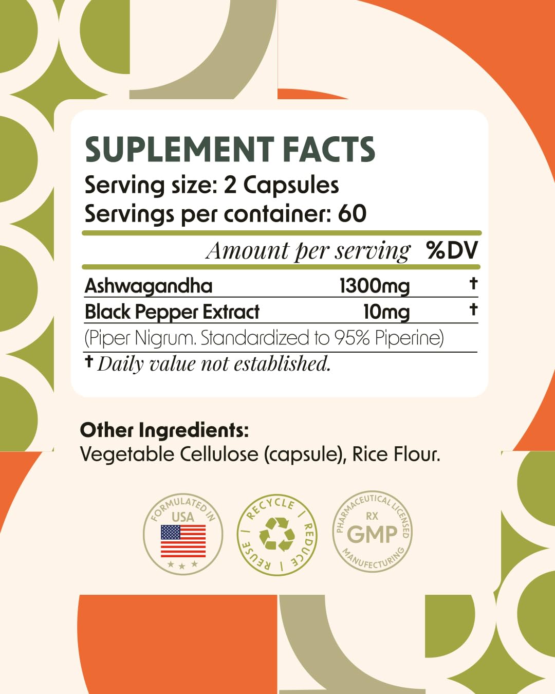 Alpha & Omega Nutrition Ashwagandha 650mg with Black Pepper Extract Capsule, 120 Capsules