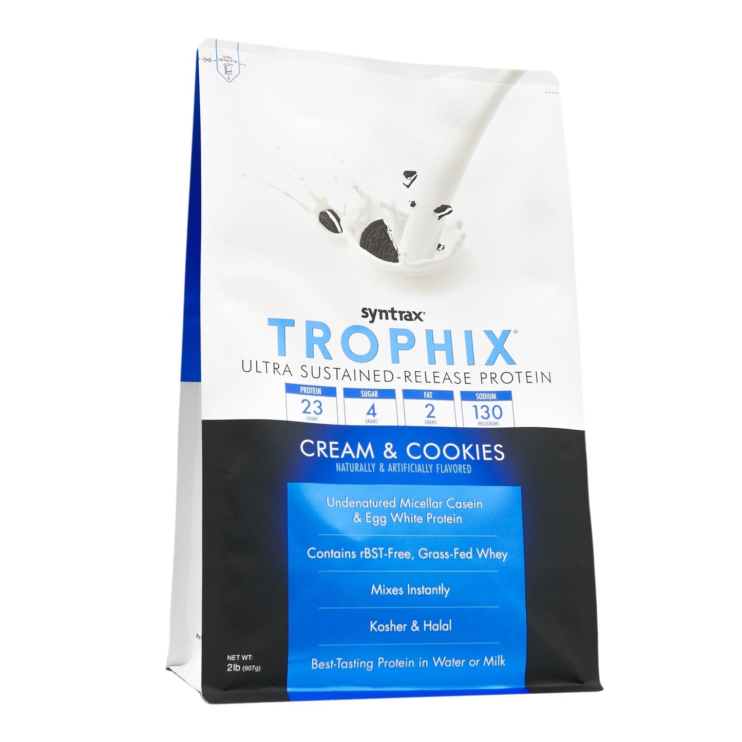 Syntrax Trophix Ultra Sustained-Release Protein Powder Blend Real Cookie Pieces Cream & Cookies, 32 Servings, 2 lbs