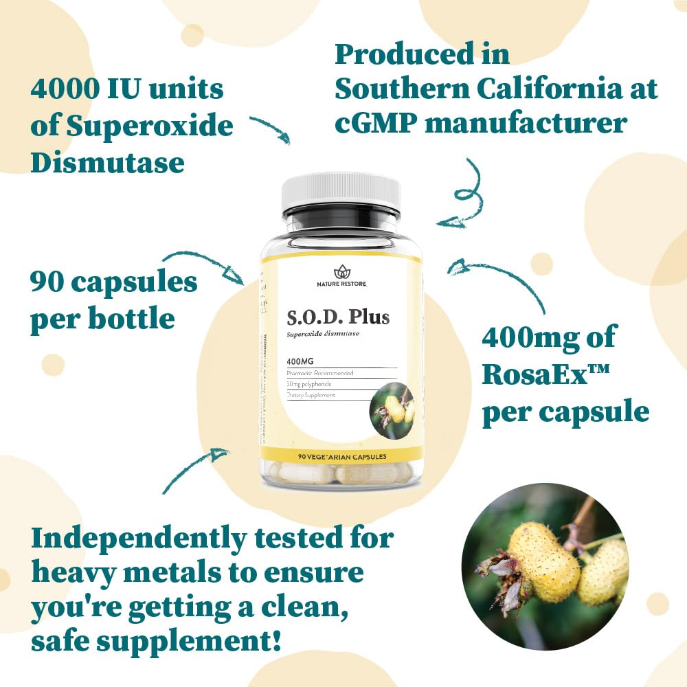 Nature Restore Superoxide Dismutase (SOD) Supplement Capsules, 90 Count