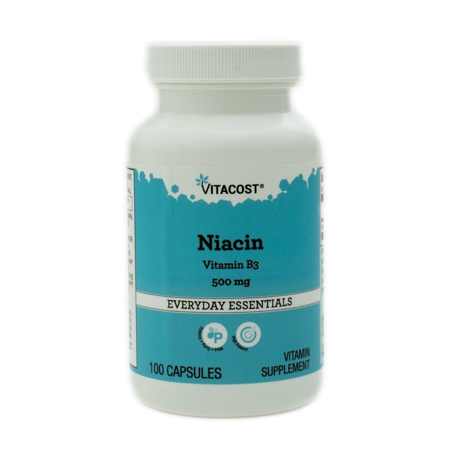 Vitacost Niacin 500 mg Capsules, 100 Capsules