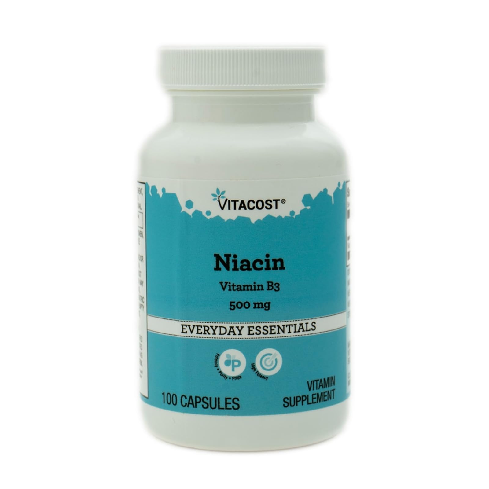 Vitacost Niacin 500 mg Capsules, 100 Capsules