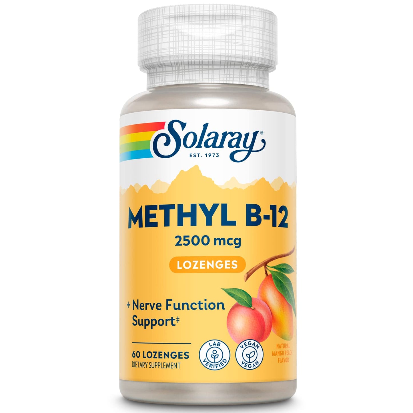Solaray Methyl B12 Mango Peach Lozenges, 60 Count