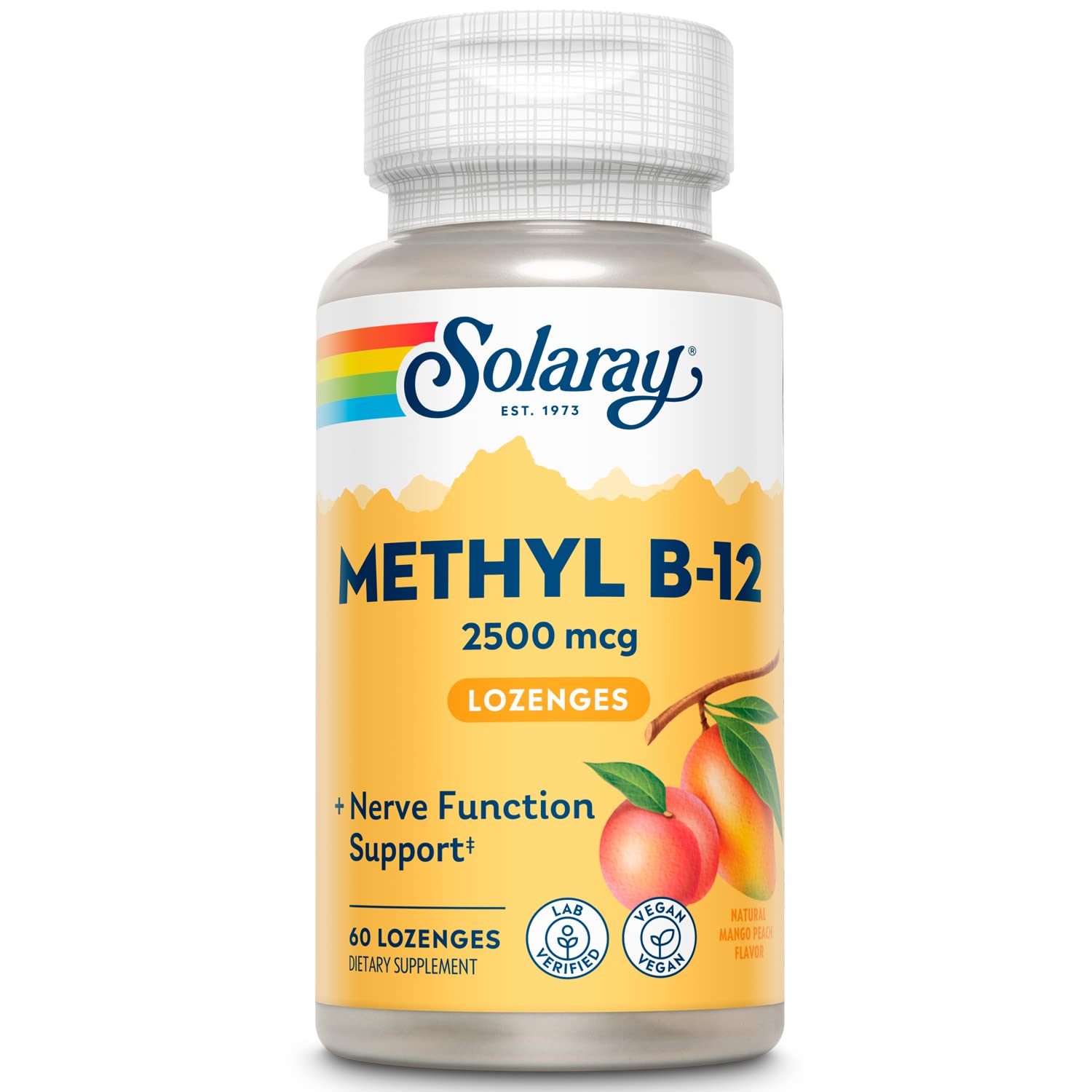 Solaray Methyl B12 Mango Peach Lozenges, 60 Count