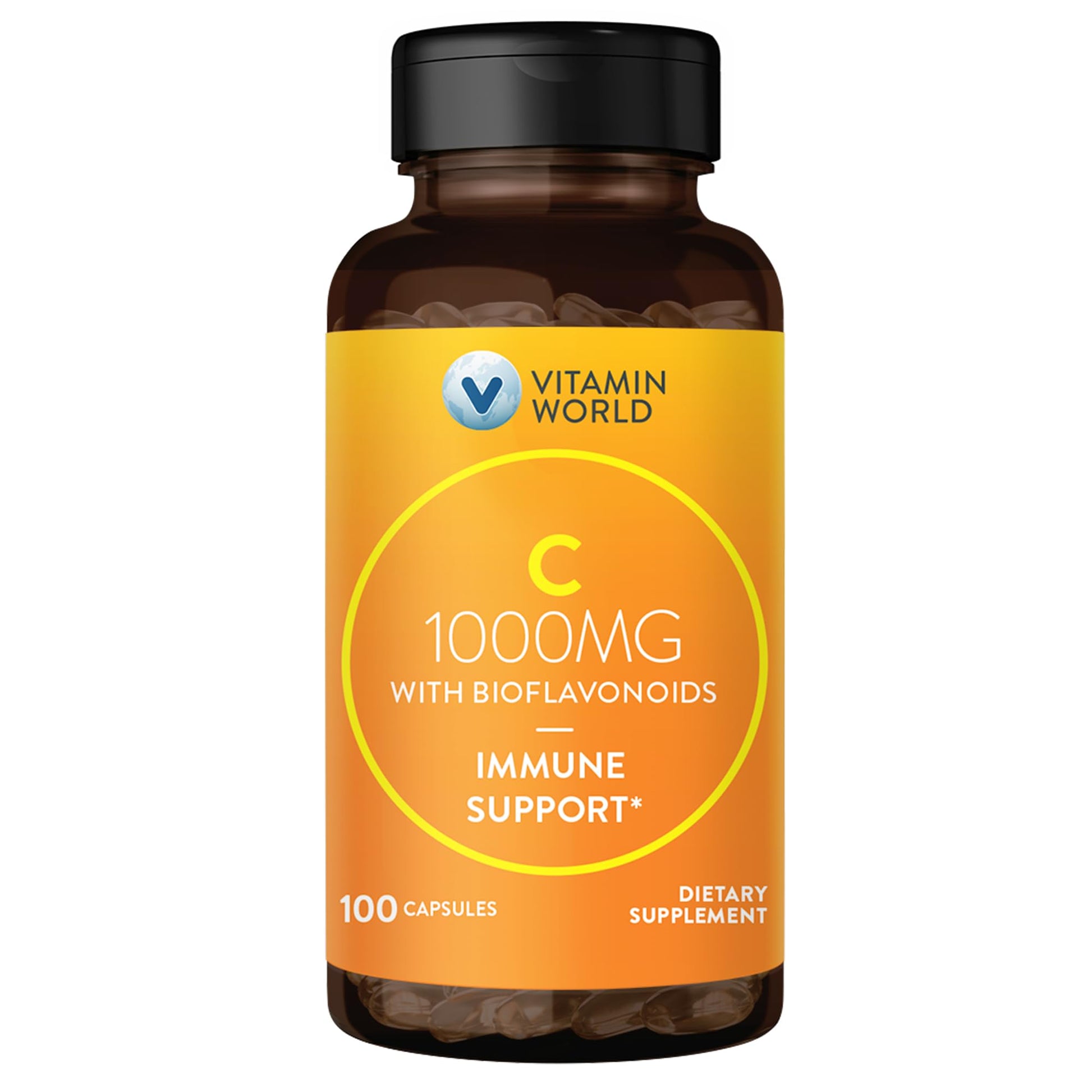 Vitamin World Vitamin C 1000 mg with Bioflavonoids Capsules, 100 Count