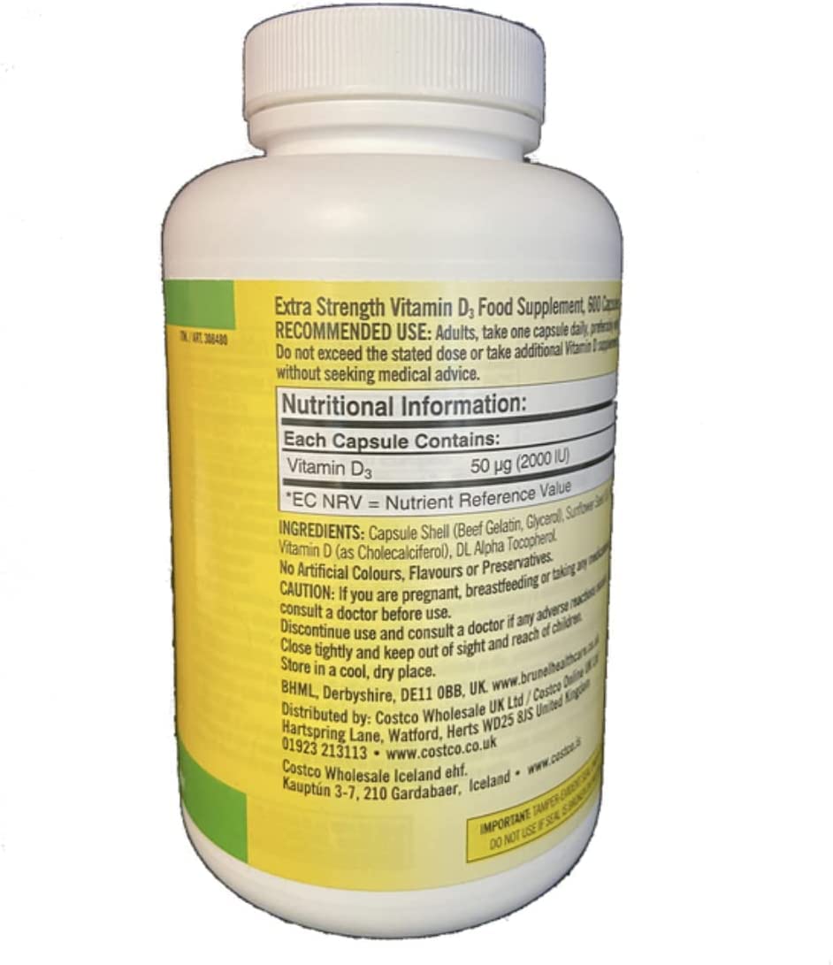 Kirkland Vitamin D3 Maximum Strength Softgels 1200