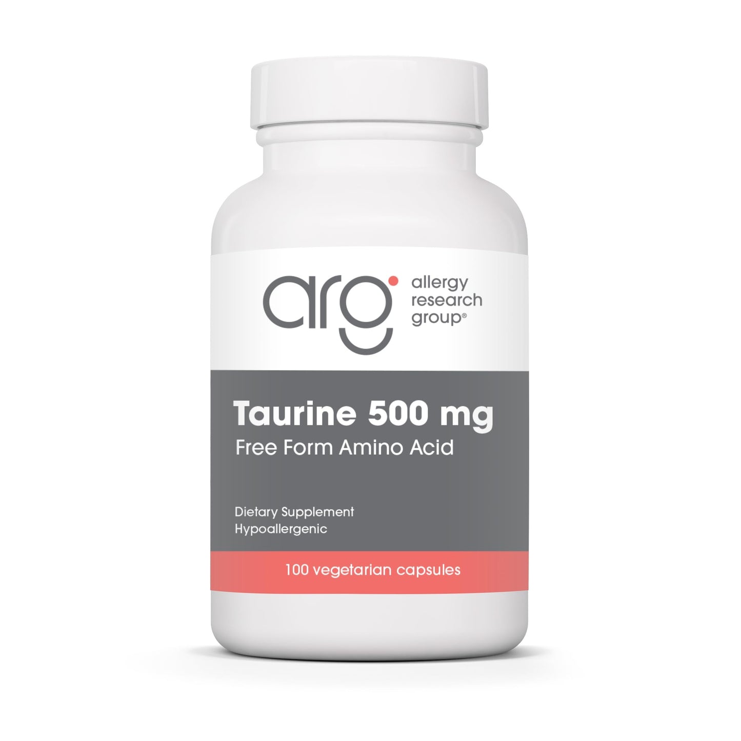 Allergy Research Group Taurine 500 mg Free Form Amino Acid 100 Capsules