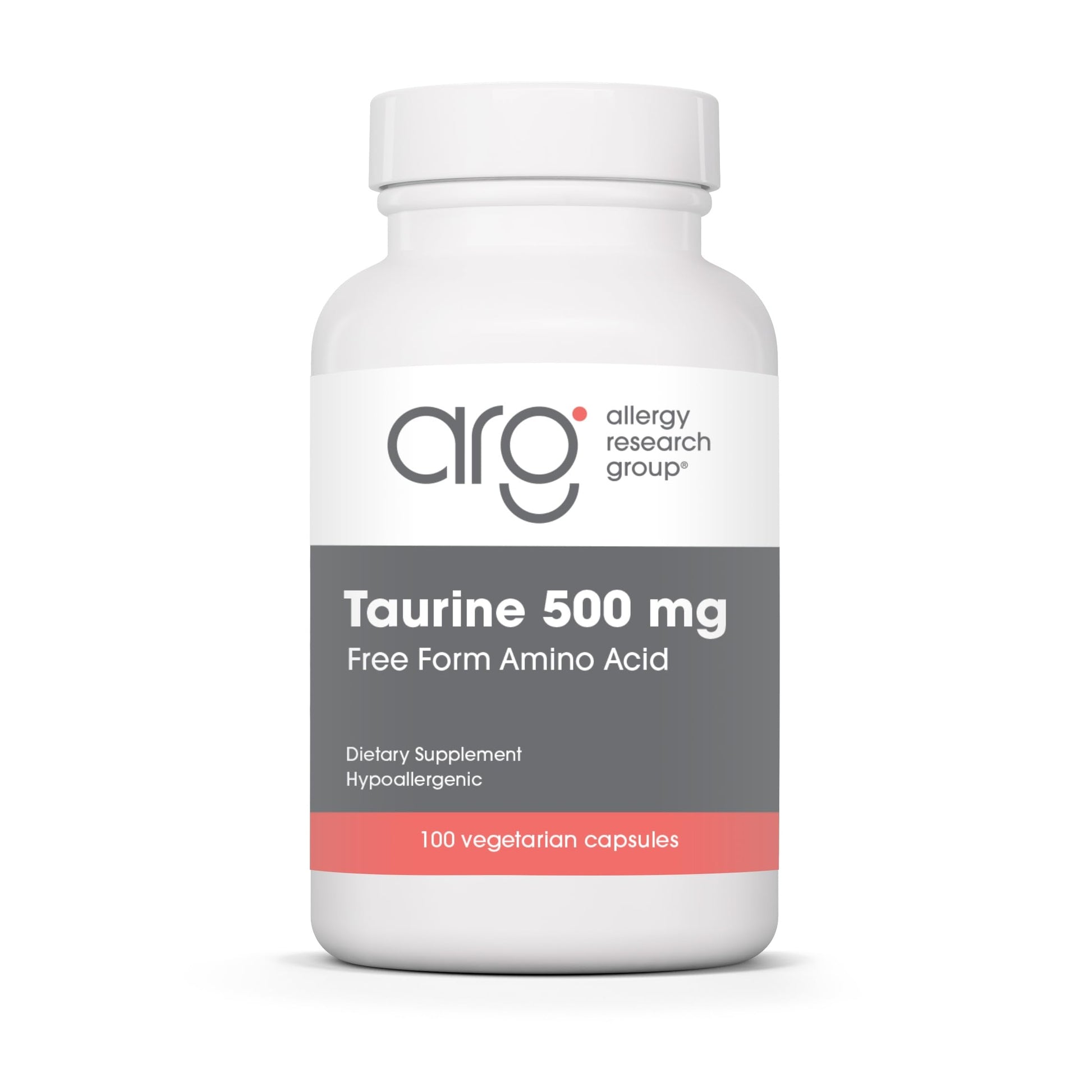 Allergy Research Group Taurine 500 mg Free Form Amino Acid 100 Capsules