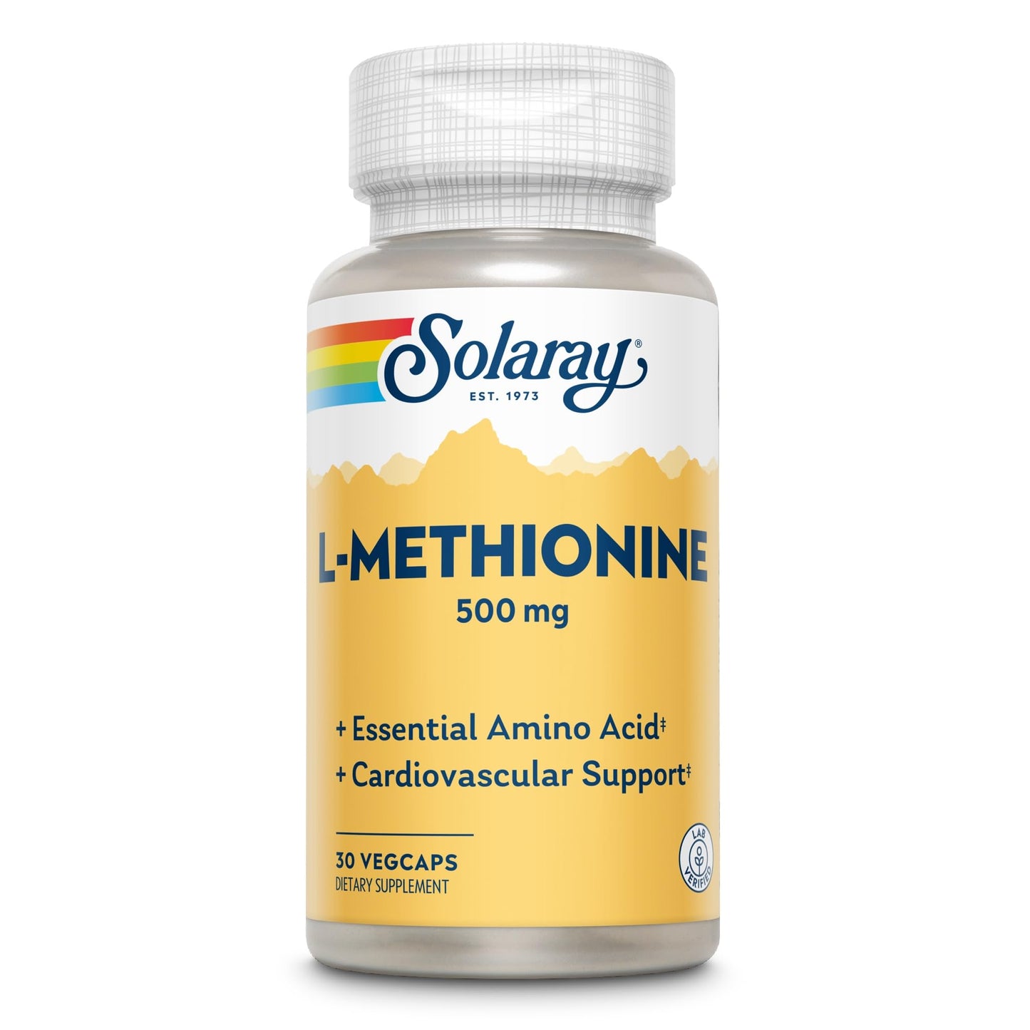 SOLARAY L-Methionine Supplement 500 mg Capsule, 30 Count