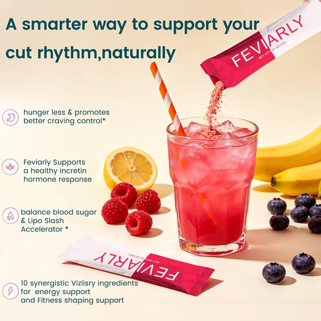 Feviarly LIPO Slash 16-in-1 Natural Weight Loss Supplement, Powder, 5.6 oz