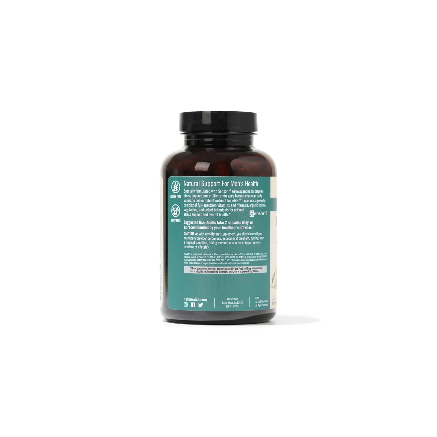 NatureWise Multivitamin for Men + Stress Support + Fulvic Ionic Minerals + Probiotics for Immunity, Male Health, Digestion + Whole Organic Foods - Vegetarian, Non-GMO, 60 Capsules