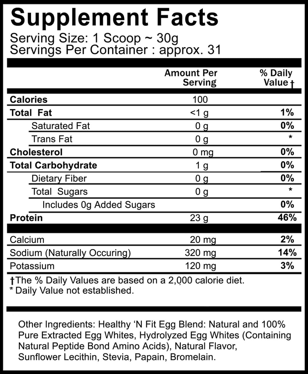 Healthy 'N Fit 100% Egg Protein - Vanilla Ice Cream Protein Powder, 32 Servings