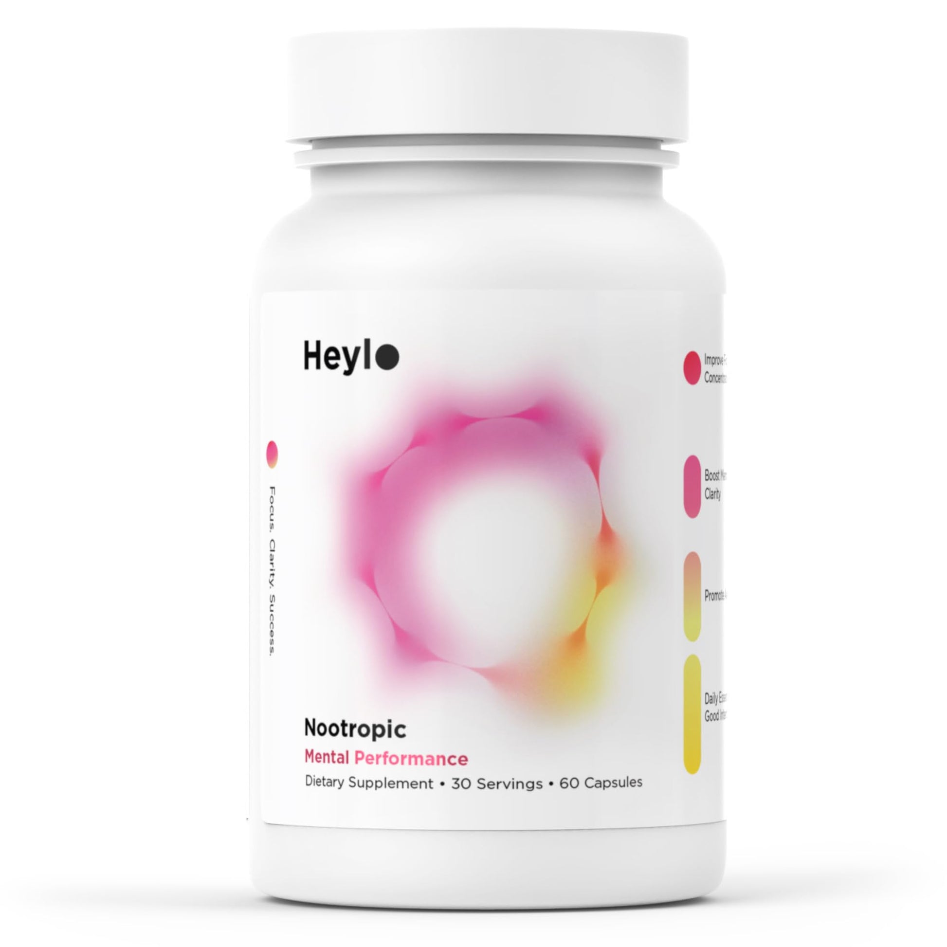 Heylo Health Nootropic Brain Supplement for Focus, Energy, and Memory Capsules, 60 Count