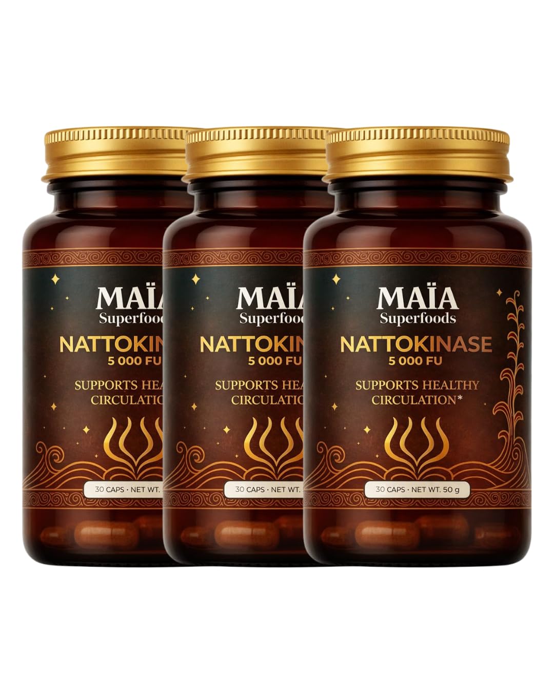 MAÏA SUPERFOODS Maia Nattokinase 5000 FU Fermented Soybean Enzyme Supplement 30 Capsules