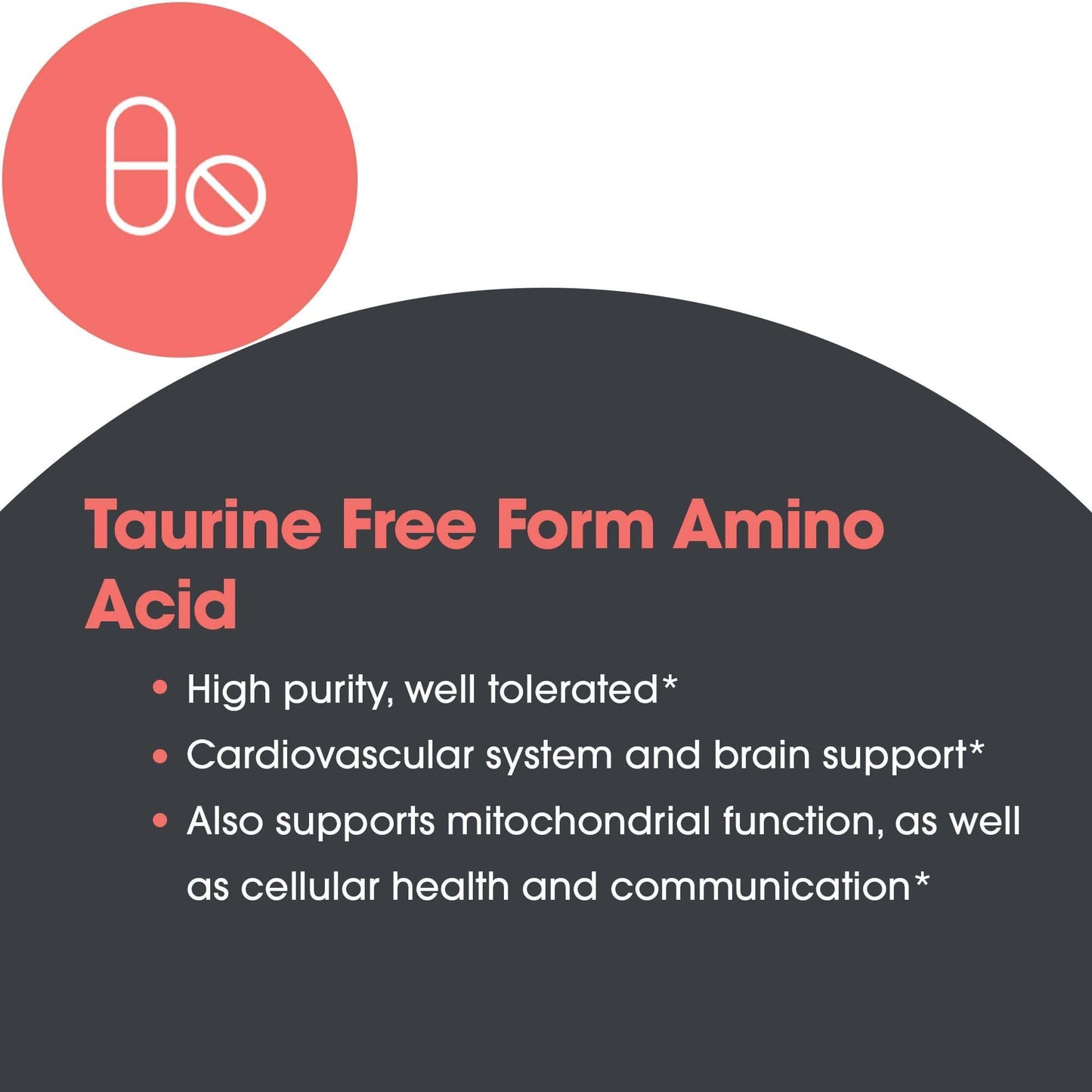 Allergy Research Group Taurine 500 mg Free Form Amino Acid 100 Capsules
