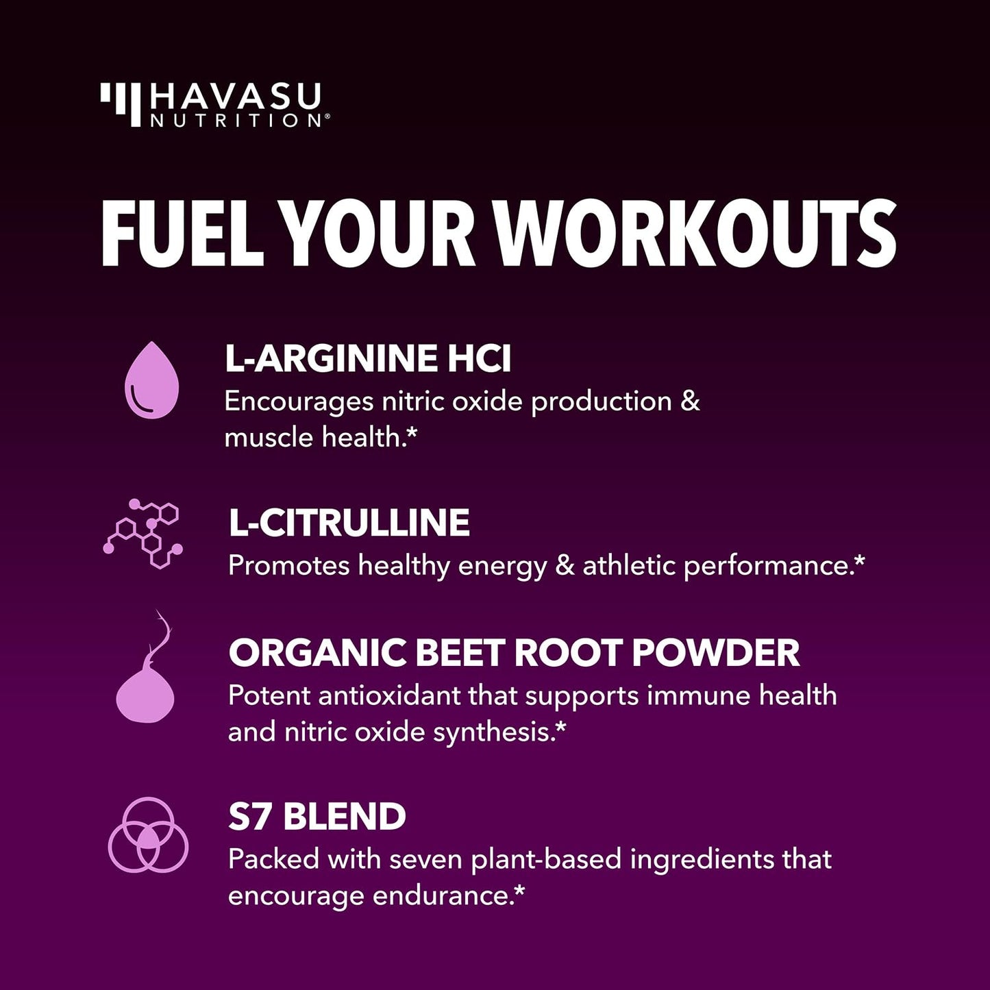HAVASU NUTRITION L-Arginine with L-Citrulline and Beet Root Powder 3.7 oz