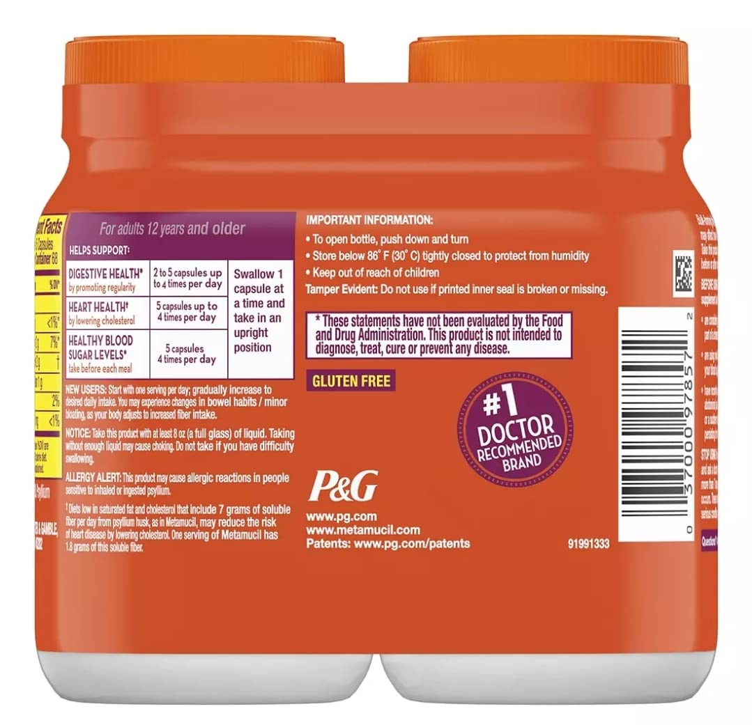 Metamucil Fiber Therapy for Regularity, Fiber Supplement 340 Capsules