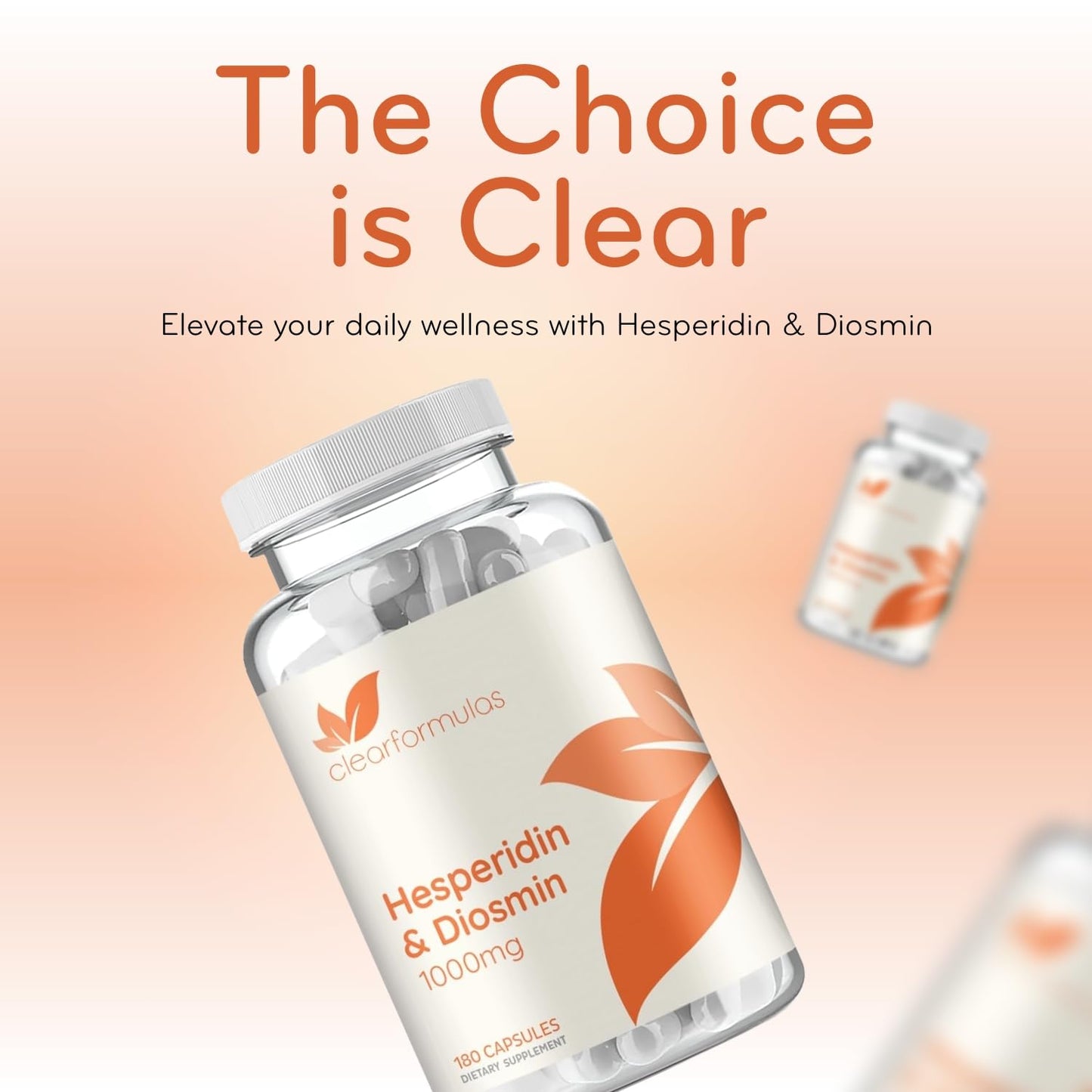 Clear Formulas Diosmin Hesperidin 1000mg Circulation and Vein Support Capsule, 180 Capsules