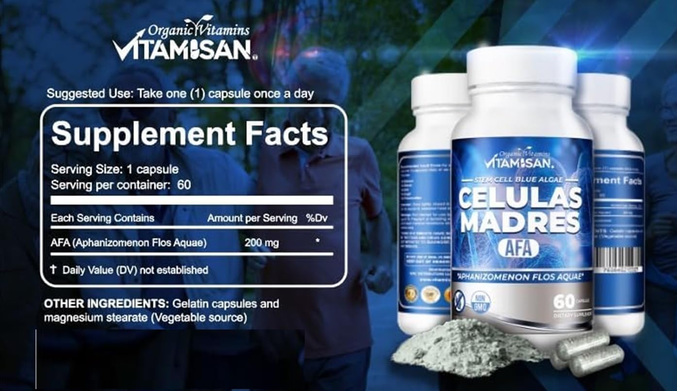 VITAMISAN Celulas Madres Stem Cell Blue Algae AFA, 480 Capsules