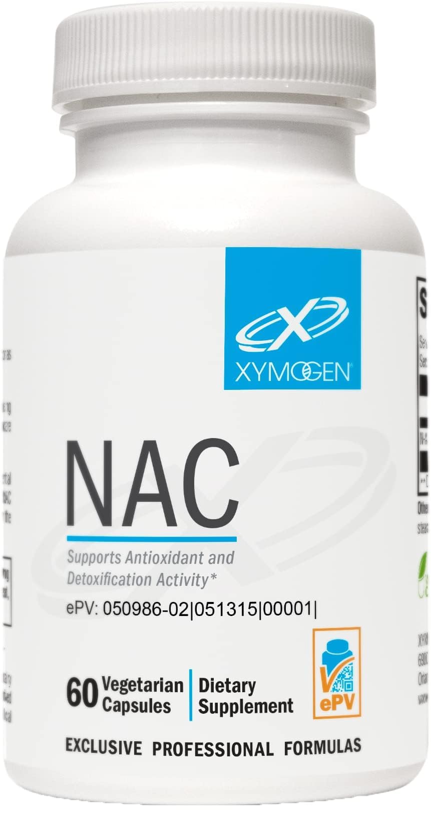 XYMOGEN NAC 1200 mg N-Acetyl-Cysteine Antioxidant Amino Acid Capsules, 60 Capsules