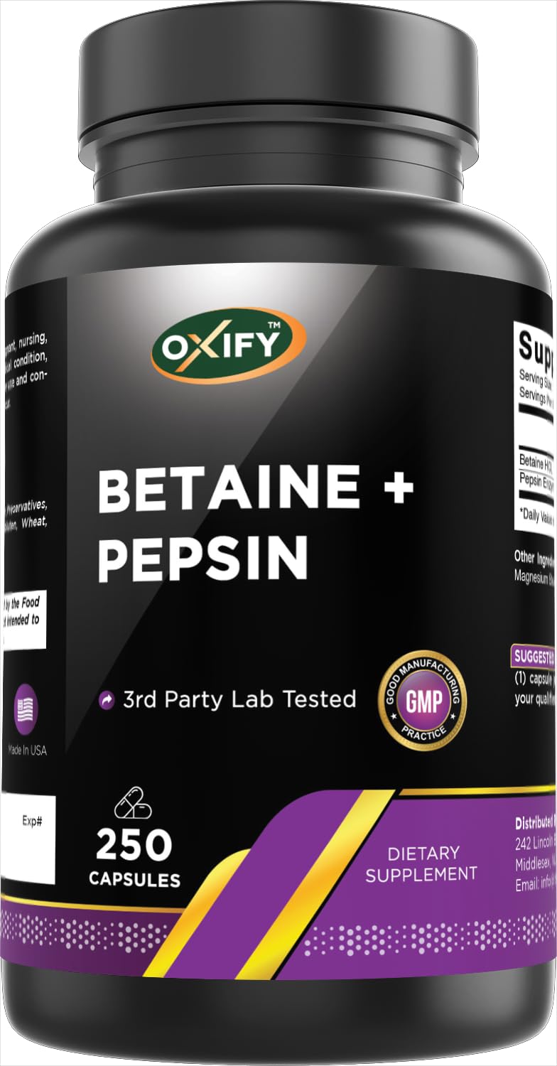 Oxify Betaine + Pepsin Capsules, 250