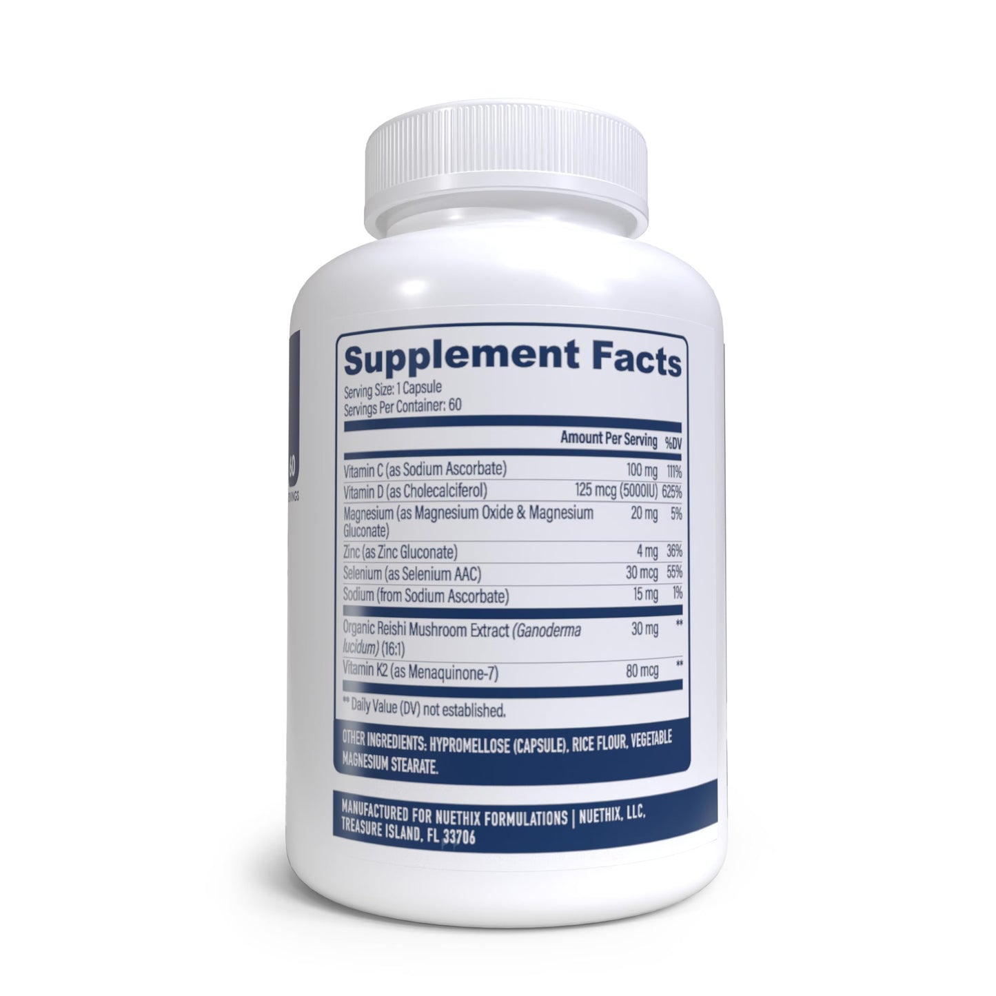 NuEthix Formulations NU-D3 + K2 Vitamin D3 & K2 5000 IU Capsules, 60 Count