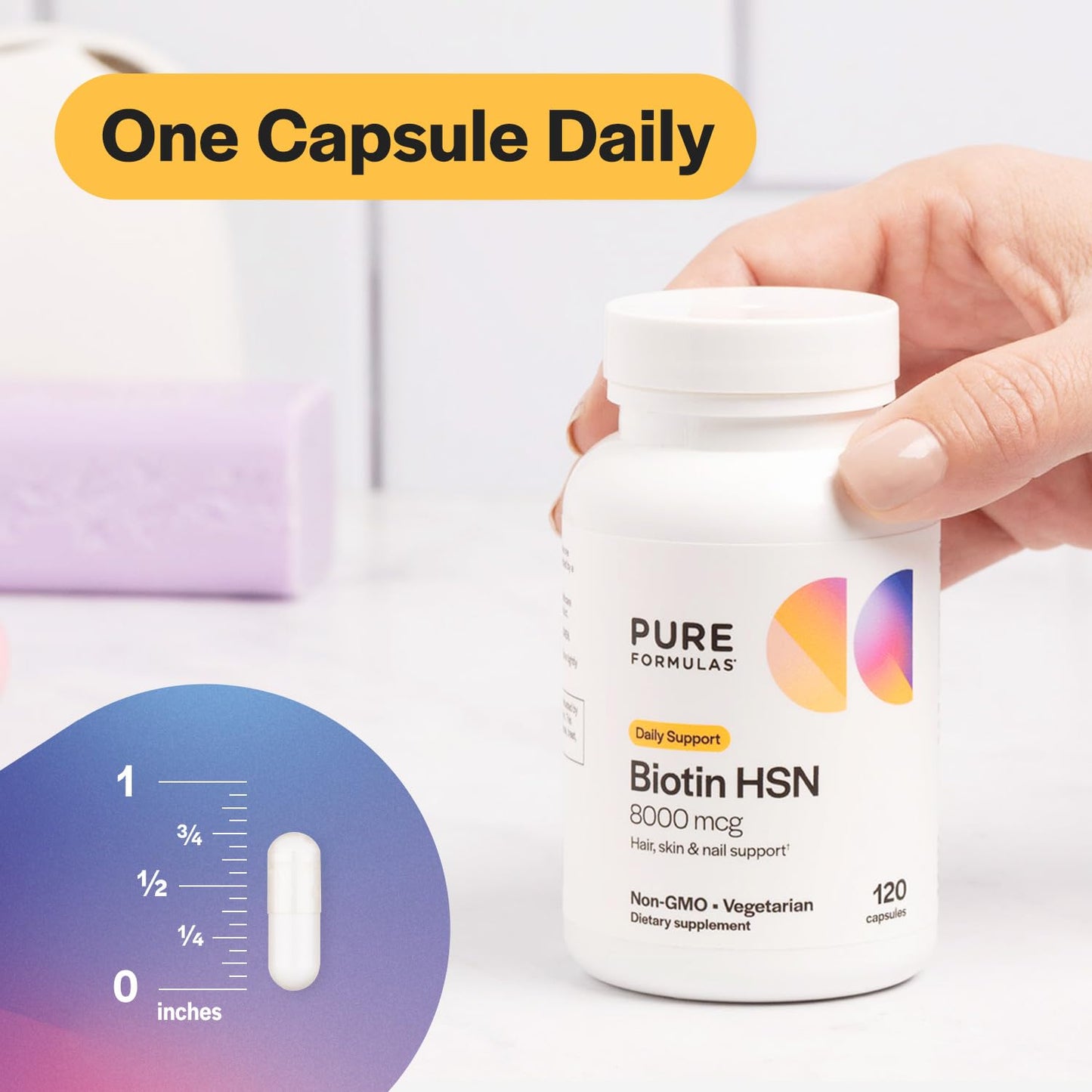 PureFormulas Biotin 8000 mcg Hair Skin Nails Biotin Supplement Biotina, Biotin Hair Growth Vitamins B7 Supplement for Women & Men, 240 Capsules