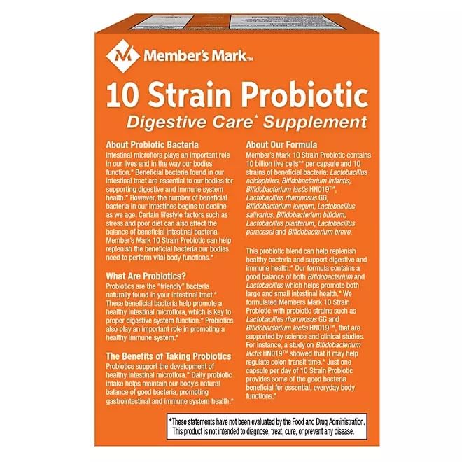 Generic 10-Strain Probiotic Digestive Care Supplement Capsules, 84 Count