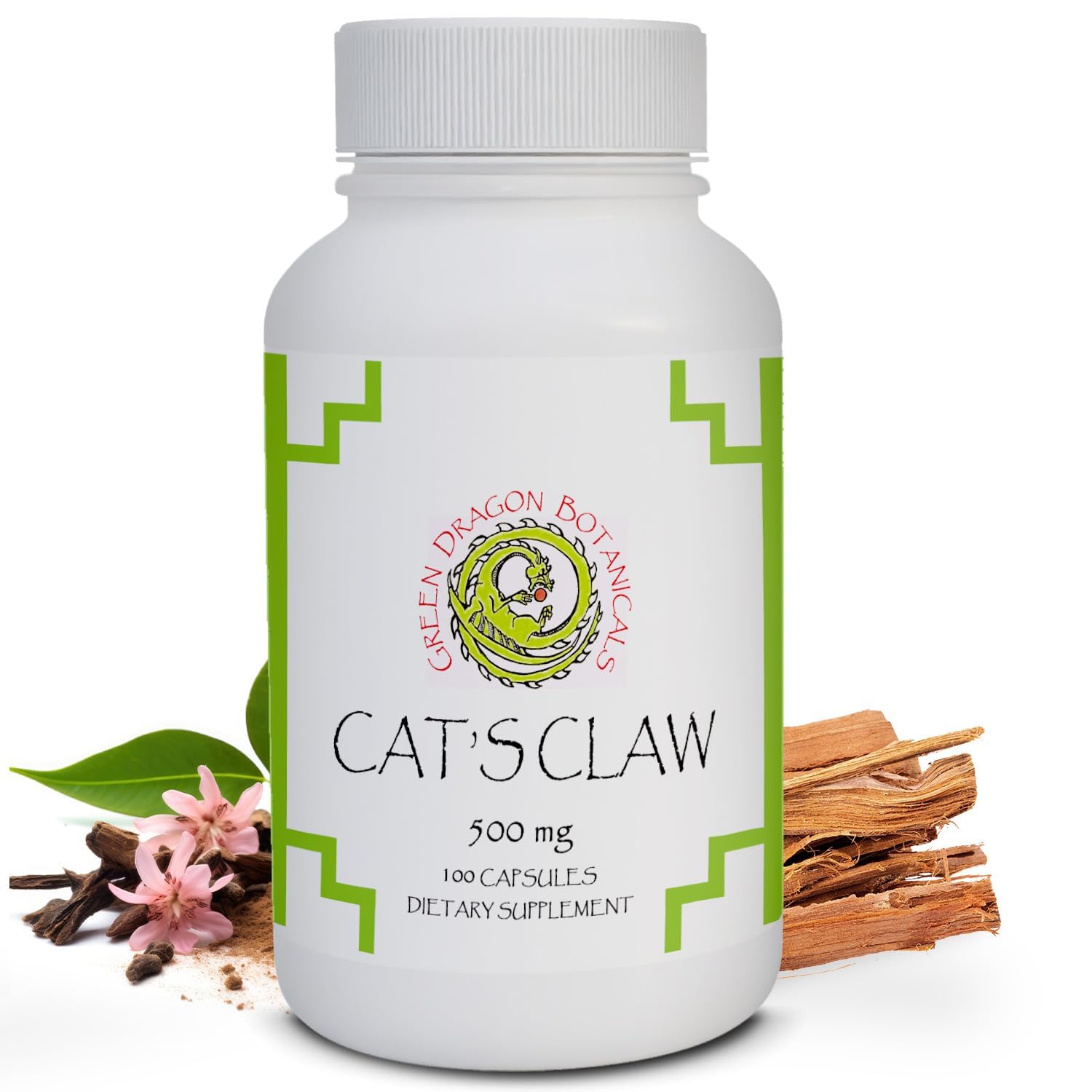 Green Dragon Botanicals Cat’s Claw (Uncaria Tomentosa) Vine Bark 500 mg Capsules, 100 Count