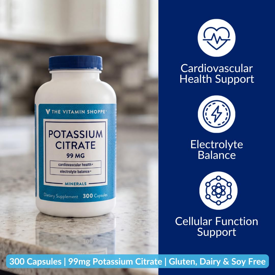 The Vitamin Shoppe Potassium Citrate 99 mg Capsules, 300 Count