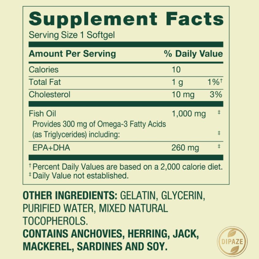 Generic Omega-3 Fish Oil Softgel 1000 mg, 60 Count