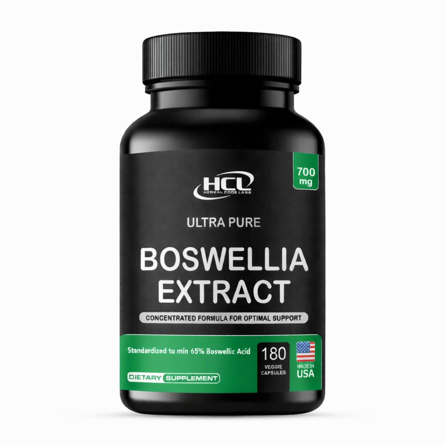 HCL Herbal Code Labs Boswellia Serrata Extract Capsules 700 mg, 65% Boswellic Acids, High Potency Standardized Extract, 180 Capsules