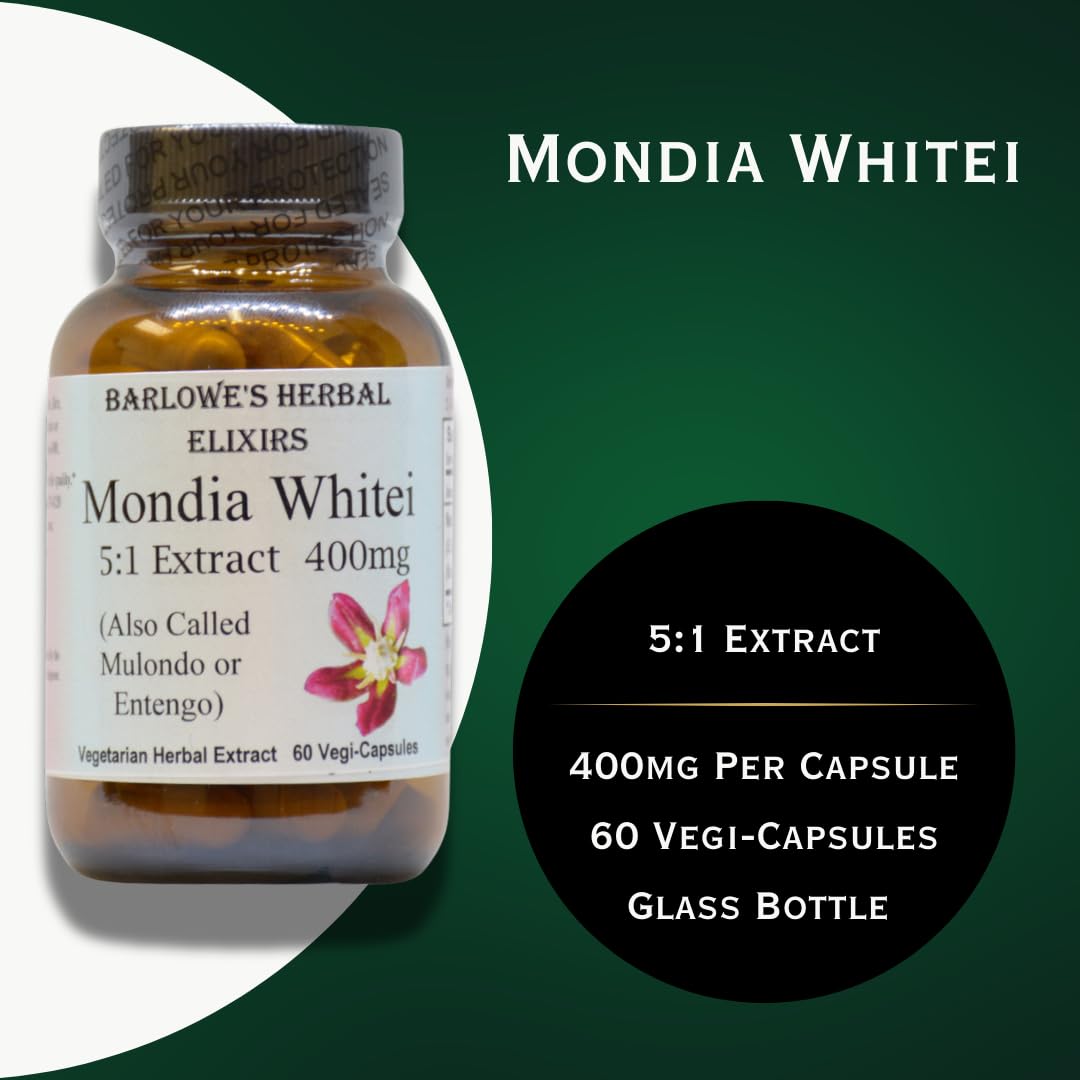 Barlowe's Herbal Elixirs Mondia Whitei 5:1 Extract 400mg Per Capsule, 60 Capsules