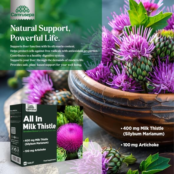 Camrusepa All in Milk Thistle – Silybum marianum & Artichoke Herbal Extract Tablet, 60 Tablets