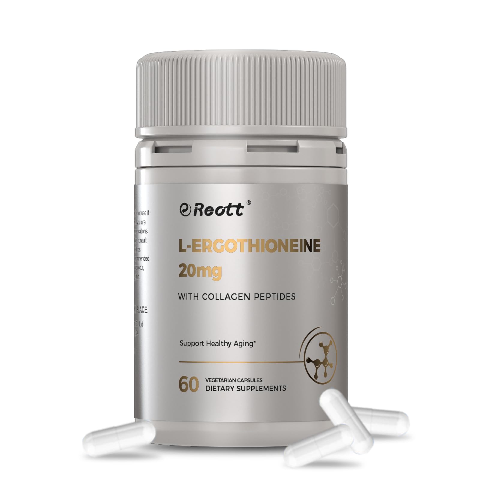 REOTT L-Ergothioneine with Collagen Peptides Capsules, 60 Count