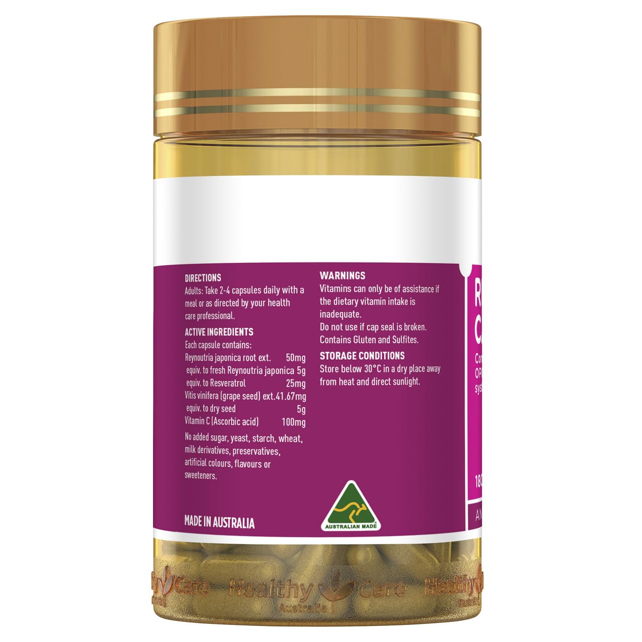 Healthy Care Australia Resveratrol Capsule, 180 Capsules