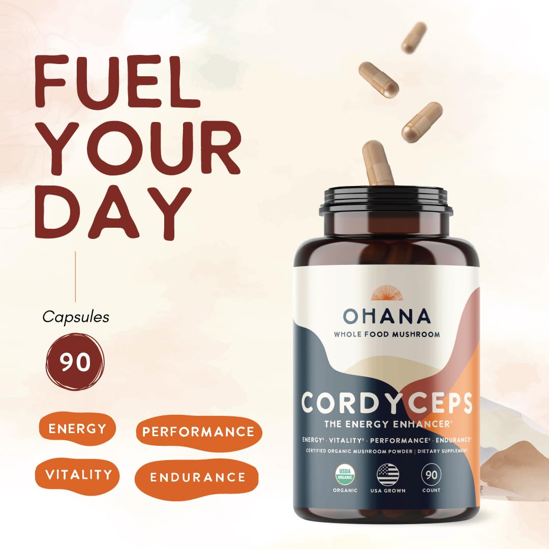 Ohana Mushrooms Cordyceps Capsule, 90 Capsules
