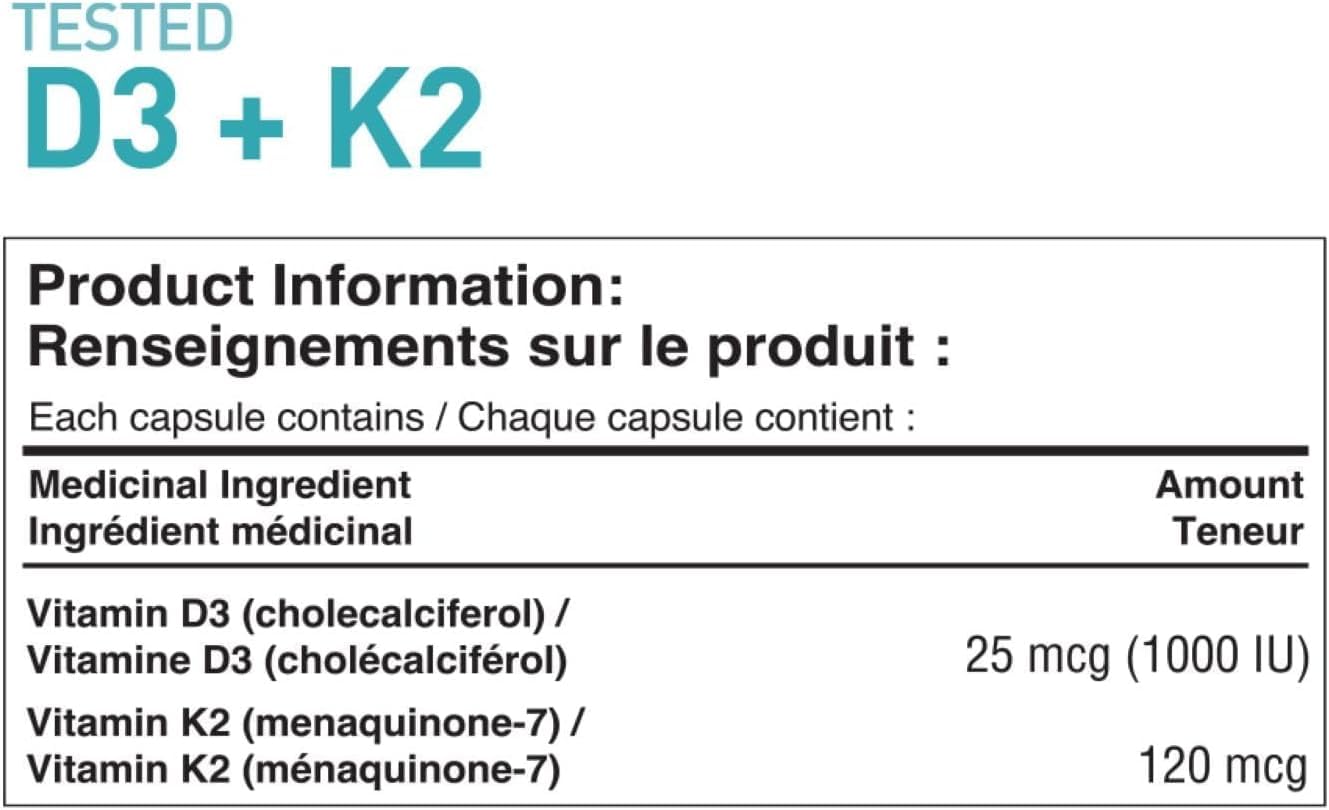 Tested Nutrition D3 + K2 Softgels, 240 Softgels